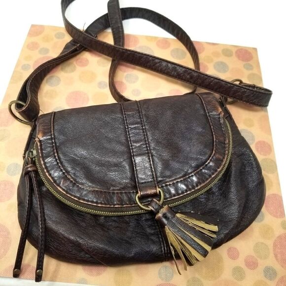 Claire Crossbody Bag. Distressed Faux Leather - Picture 1 of 8